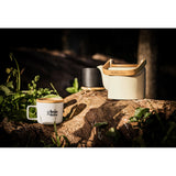 Design Tasse Keramik 220ml mit Deckel/Untersetzer aus Bambus