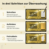 Goldenes Ticket – Rubbel-Gutscheinkarte mit Umschlag