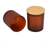 Frosted Kerzenglas 210ml mit Bambusdeckel