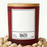 Personalisierte Kerze aus Sojawachs – „DEIN TEXT“ – Frosted Glas, Bambusdeckel