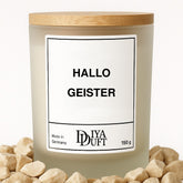 Halloween-Kerze „Hallo Geister“, 150 ml, Weiß – DiyaDuft