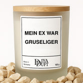 Halloween-Kerze „Mein Ex war gruseliger“, 150 ml, Weiß – DiyaDuft