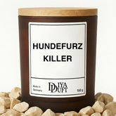 Kerze aus Sojawachs – „HUNDEFURZ KILLER“ – Frosted Glas & Bambusdeckel