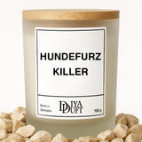 Kerze aus Sojawachs – „HUNDEFURZ KILLER“ – Frosted Glas & Bambusdeckel