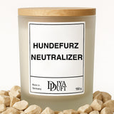 Kerze aus Sojawachs – „HUNDEFURZ NEUTRALIZER“ – Frosted Glas & Bambusdeckel