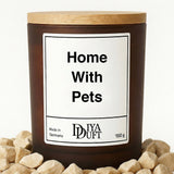 Kerze aus Sojawachs – „Home With Pets“ – Frosted Glas & Bambusdeckel