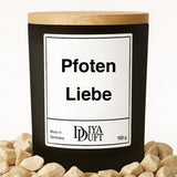 Kerze aus Sojawachs – „Pfoten Liebe“ – Frosted Glas & Bambusdeckel