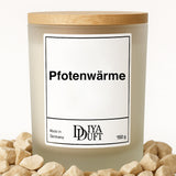 Kerze aus Sojawachs – „Pfotenwärme“ – Frosted Glas & Bambusdeckel