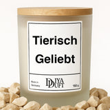 Kerze aus Sojawachs – „Tierisch Geliebt“ – Frosted Glas & Bambusdeckel