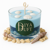 Ocean Whisper – Handgegossene Küstenkerze mit Muscheldekor