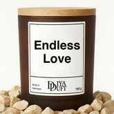Kerze aus Sojawachs – „Endless Love“ – Frosted Glas & Bambusdeckel