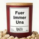Kerze aus Sojawachs – „Für Immer Uns“ – Frosted Glas & Bambusdeckel