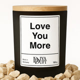 Kerze aus Sojawachs – „Love You More“ – Frosted Glas & Bambusdeckel