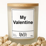 Kerze aus Sojawachs – „My Valentine“ – Frosted Glas & Bambusdeckel