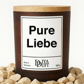 Kerze aus Sojawachs – „Pure Liebe“ – Frosted Glas & Bambusdeckel