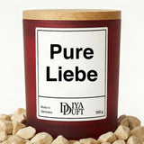 Kerze aus Sojawachs – „Pure Liebe“ – Frosted Glas & Bambusdeckel