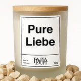 Kerze aus Sojawachs – „Pure Liebe“ – Frosted Glas & Bambusdeckel