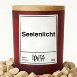 Kerze aus Sojawachs – „Seelenlicht“ – Frosted Glas & Bambusdeckel