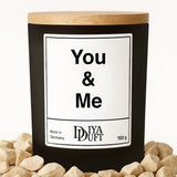 Kerze aus Sojawachs – „You & Me“ – Frosted Glas & Bambusdeckel