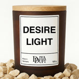 Kerze aus Sojawachs – „DESIRE LIGHT“ – Frosted Glas & Bambusdeckel