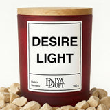 Kerze aus Sojawachs – „DESIRE LIGHT“ – Frosted Glas & Bambusdeckel
