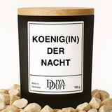 Kerze aus Sojawachs – „KÖNIG(IN) DER NACHT“ – Frosted Glas & Bambusdeckel