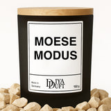 Kerze aus Sojawachs – „MÖSE MODUS“ – Frosted Glas & Bambusdeckel