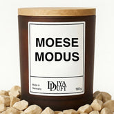 Kerze aus Sojawachs – „MÖSE MODUS“ – Frosted Glas & Bambusdeckel