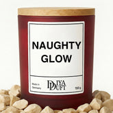 Kerze aus Sojawachs – „NAUGHTY GLOW“ – Frosted Glas & Bambusdeckel