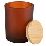 Frosted Kerzenglas 210ml mit Bambusdeckel