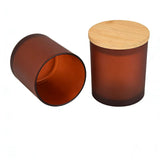 Frosted Kerzenglas 210ml mit Bambusdeckel