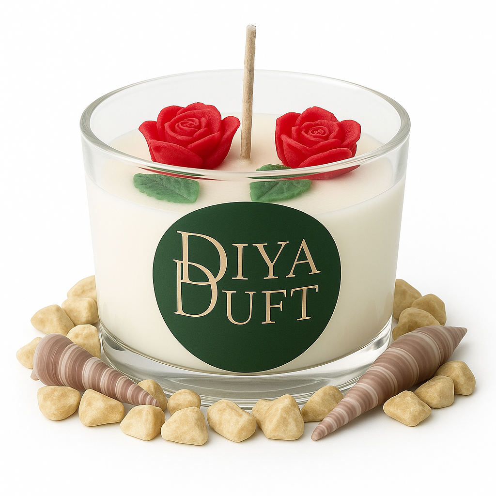 RoseLove - Handgefertigte Blütenkerze