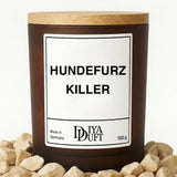 Kerze aus Sojawachs – „HUNDEFURZ KILLER“ – Frosted Glas & Bambusdeckel