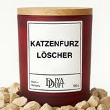 Kerze aus Sojawachs – „KATZENFURZ LÖSCHER“ – Frosted Glas & Bambusdeckel
