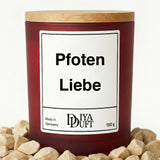 Kerze aus Sojawachs – „Pfoten Liebe“ – Frosted Glas & Bambusdeckel