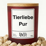 Kerze aus Sojawachs – „Tierliebe Pur“ – Frosted Glas & Bambusdeckel