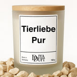 Kerze aus Sojawachs – „Tierliebe Pur“ – Frosted Glas & Bambusdeckel