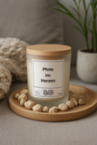 Kerze aus Sojawachs – „Pfote im Herzen“ – Frosted Glas, Bambusdeckel