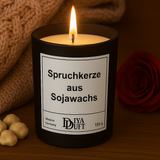 Kerze aus Sojawachs – „LIGHT FOR PLEASURE“ – Frosted Glas & Bambusdeckel