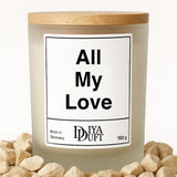 Kerze aus Sojawachs – „All My Love“ – Frosted Glas & Bambusdeckel