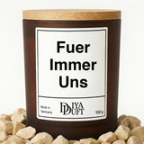 Kerze aus Sojawachs – „Für Immer Uns“ – Frosted Glas & Bambusdeckel