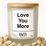 Kerze aus Sojawachs – „Love You More“ – Frosted Glas & Bambusdeckel