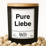 Kerze aus Sojawachs – „Pure Liebe“ – Frosted Glas & Bambusdeckel