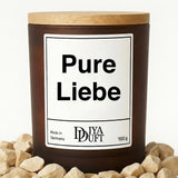 Kerze aus Sojawachs – „Pure Liebe“ – Frosted Glas & Bambusdeckel