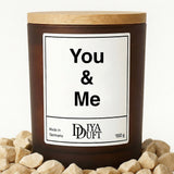 Kerze aus Sojawachs – „You & Me“ – Frosted Glas & Bambusdeckel