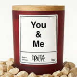 Kerze aus Sojawachs – „You & Me“ – Frosted Glas & Bambusdeckel