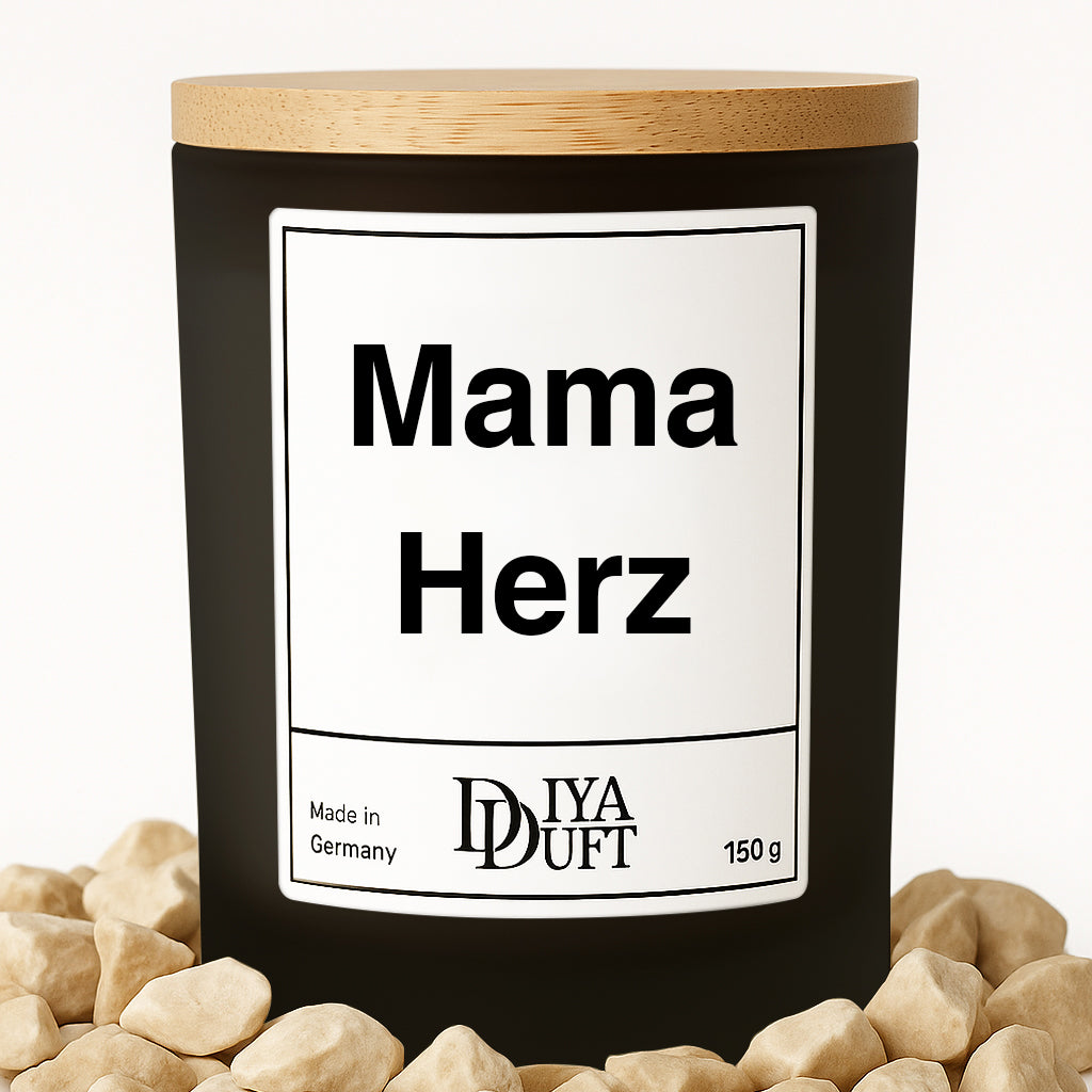 Mama Herz Kerze schwarz
