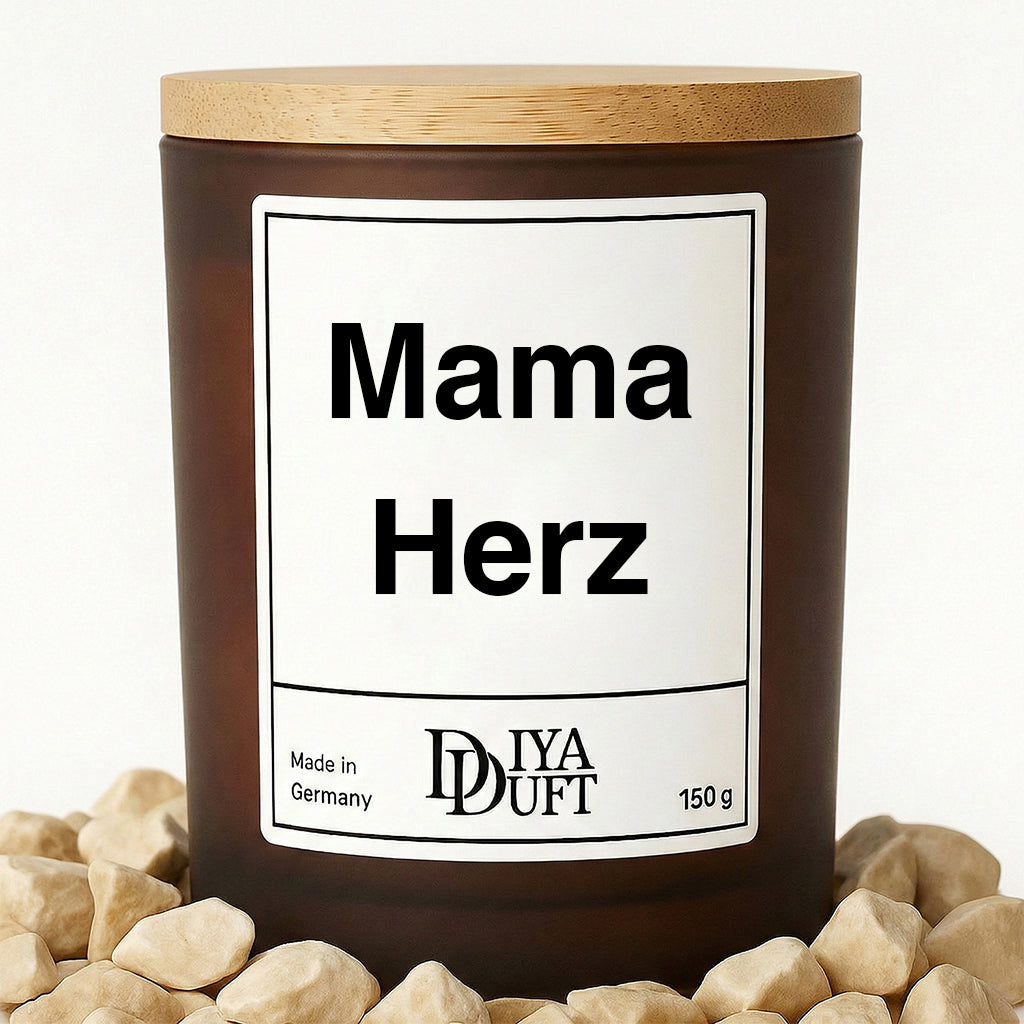 Mama Herz Kerze schwarz