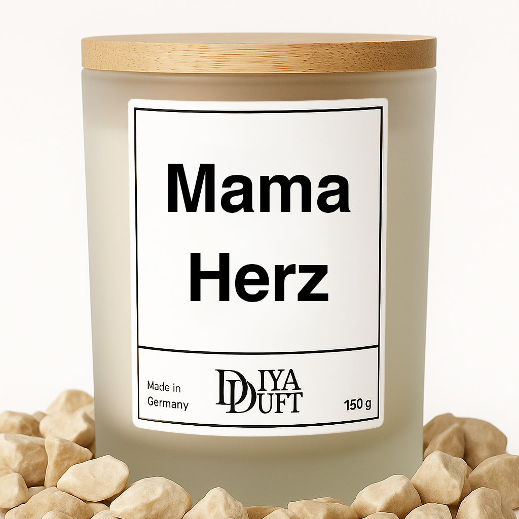 Mama Herz Kerze schwarz