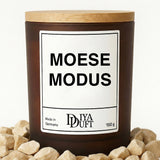 Kerze aus Sojawachs – „MÖSE MODUS“ – Frosted Glas & Bambusdeckel